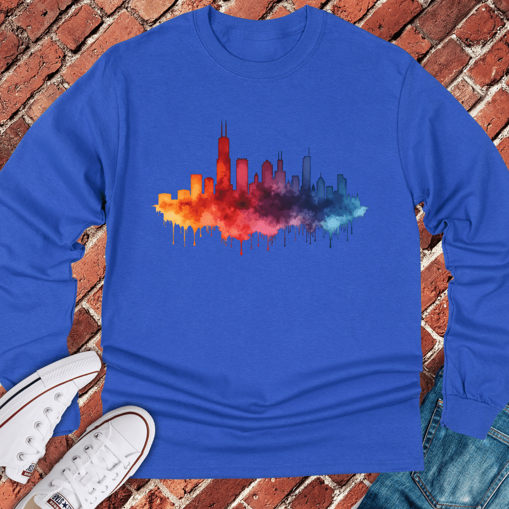 Chicago Rainbow Skyline Long Sleeve - Royal