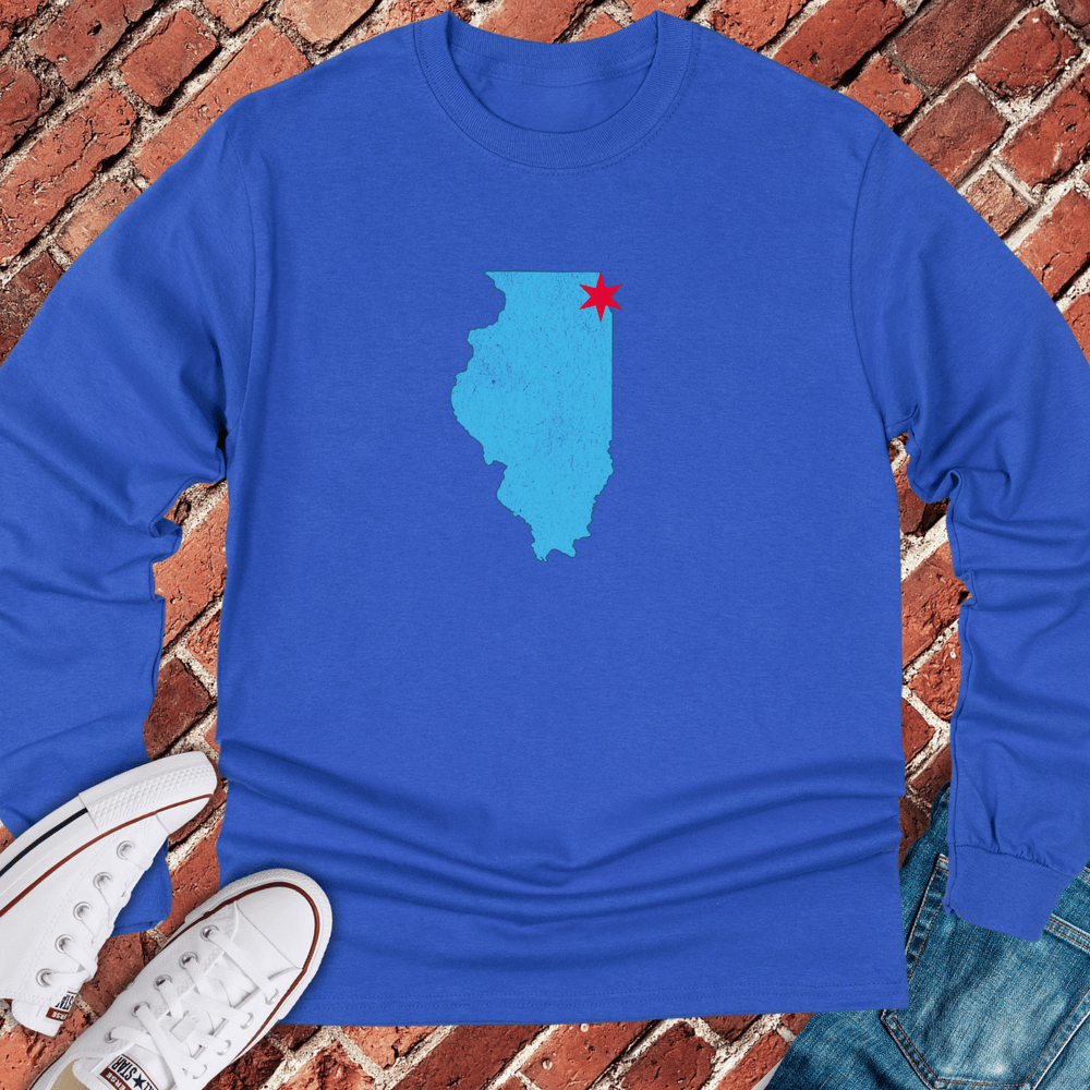 Illinois Star Map Long Sleeve - Royal