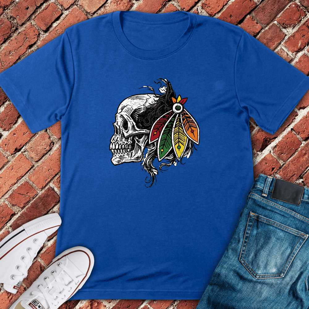 Skull Feathers Fan T-Shirt - Royal