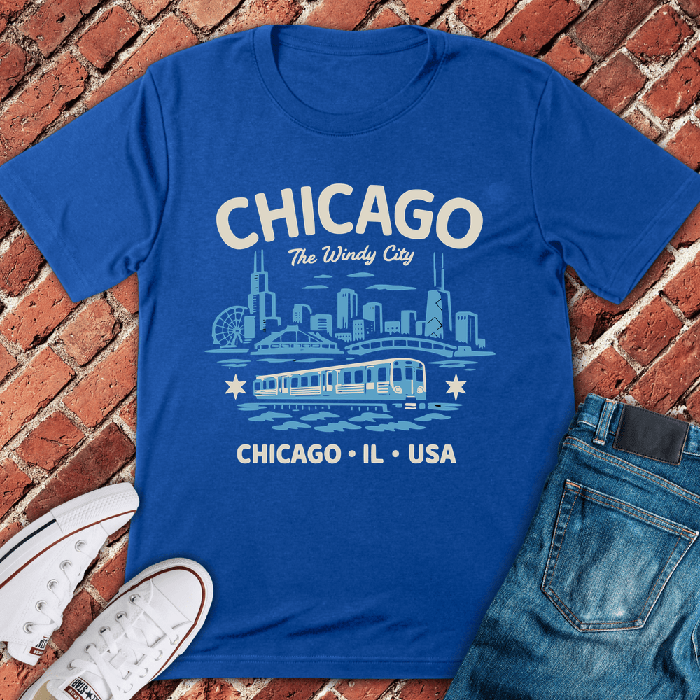 Windy City Linocut T-Shirt - Royal
