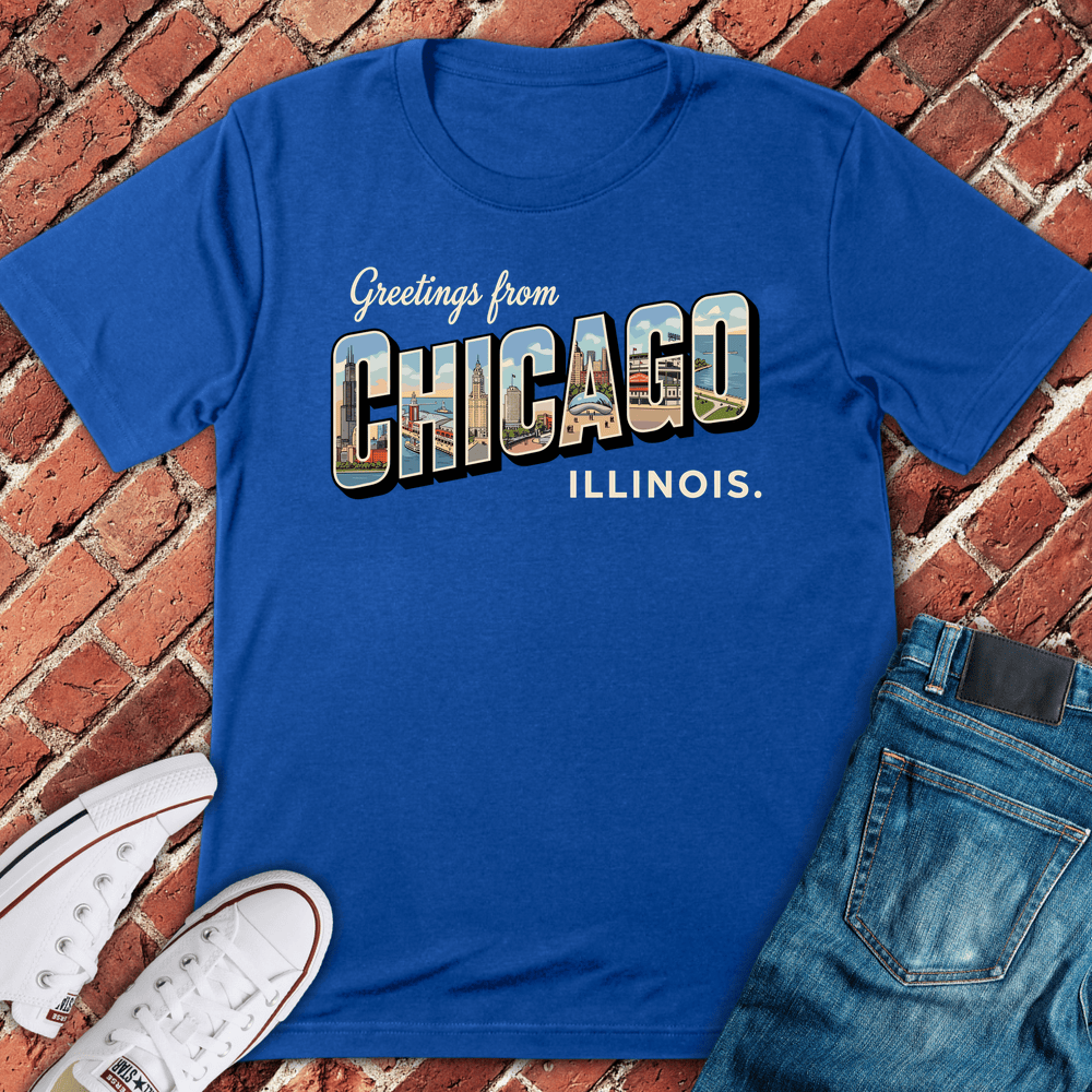 Postcard Chicago T-Shirt - Royal