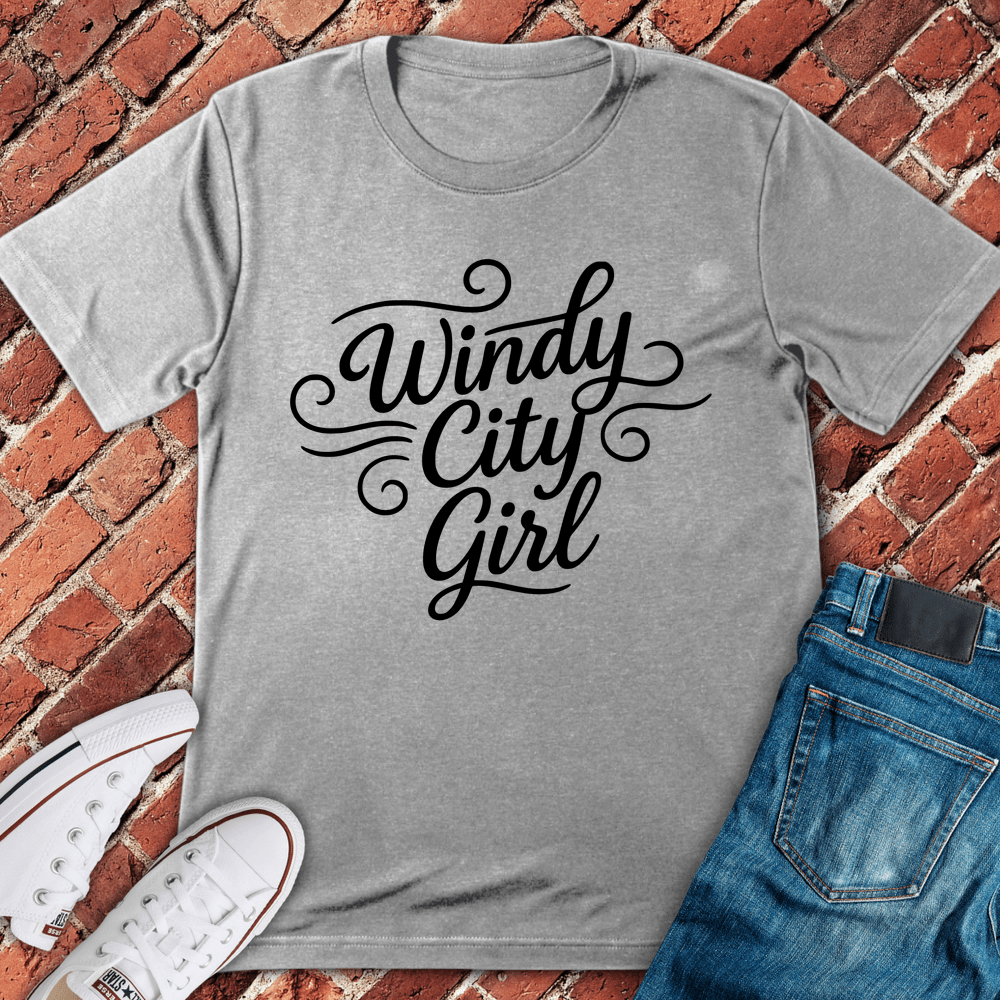 Windy Girl Script T-Shirt - Sport Grey
