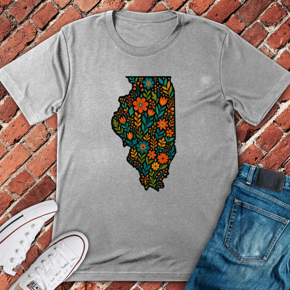Floral Illinois T-Shirt - Sport Grey