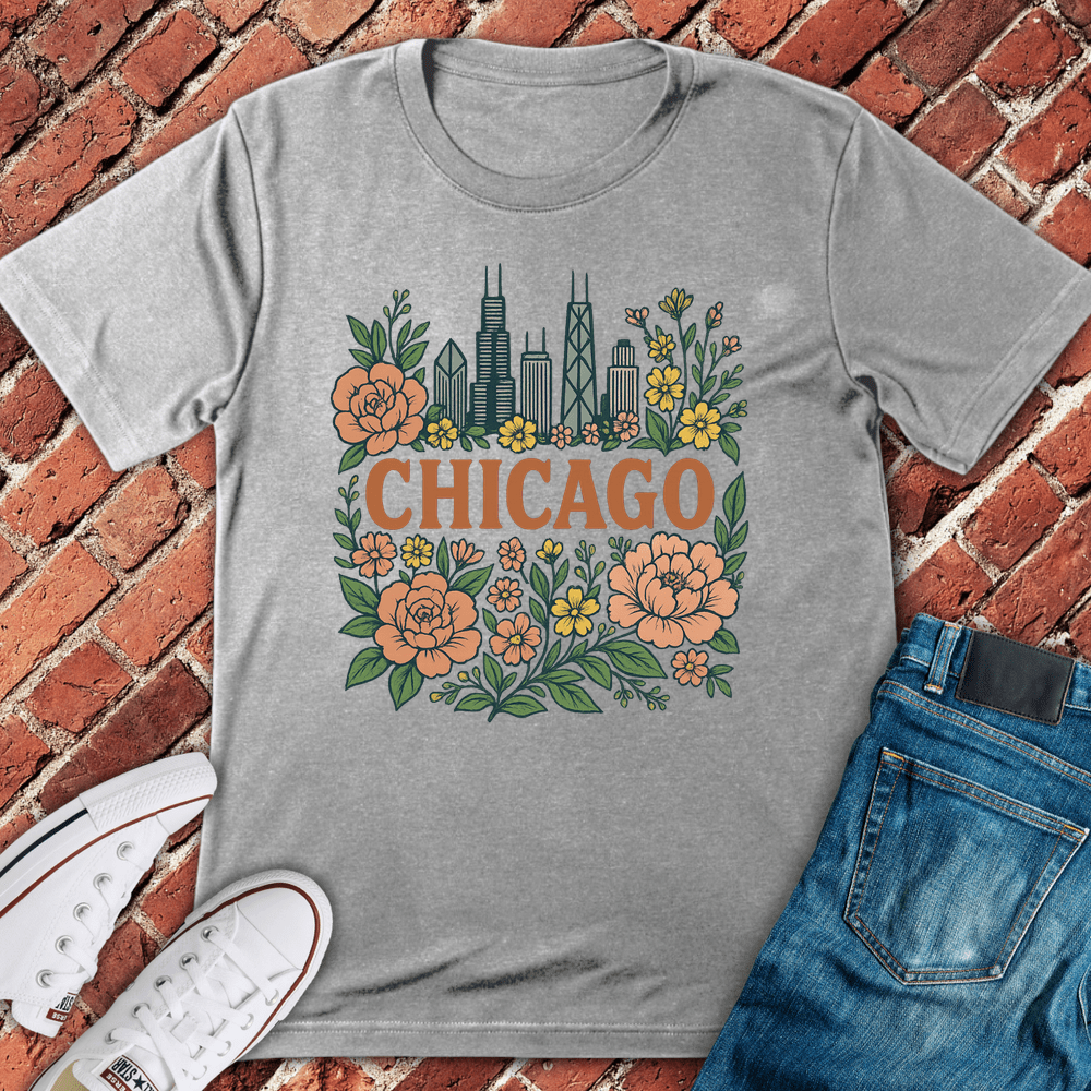 Floral Skyline T-Shirt - Sport Grey