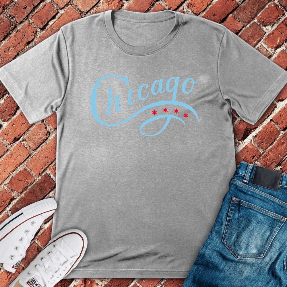 Chicago Script Stars T-Shirt - Sport Grey