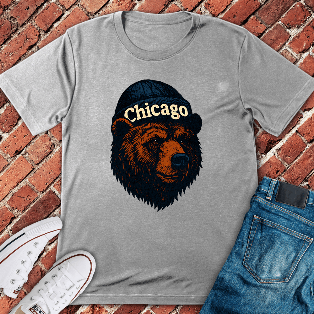 Chicago Beanie Bear T-Shirt - Sport Grey
