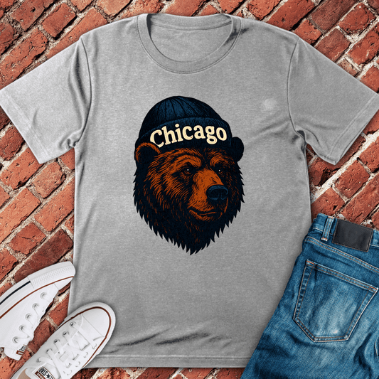 Chicago Beanie Bear T-Shirt - Sport Grey