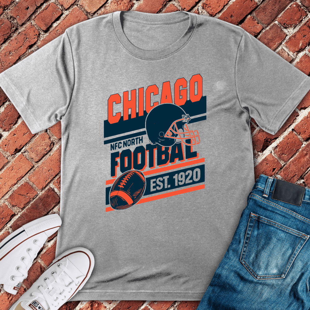 Chicago Football Layout T-Shirt - Sport Grey