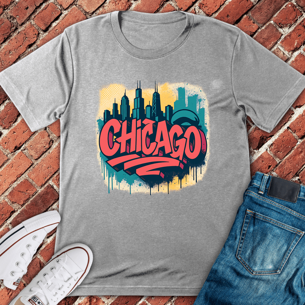 Graffiti Chicago T-Shirt - Sport Grey