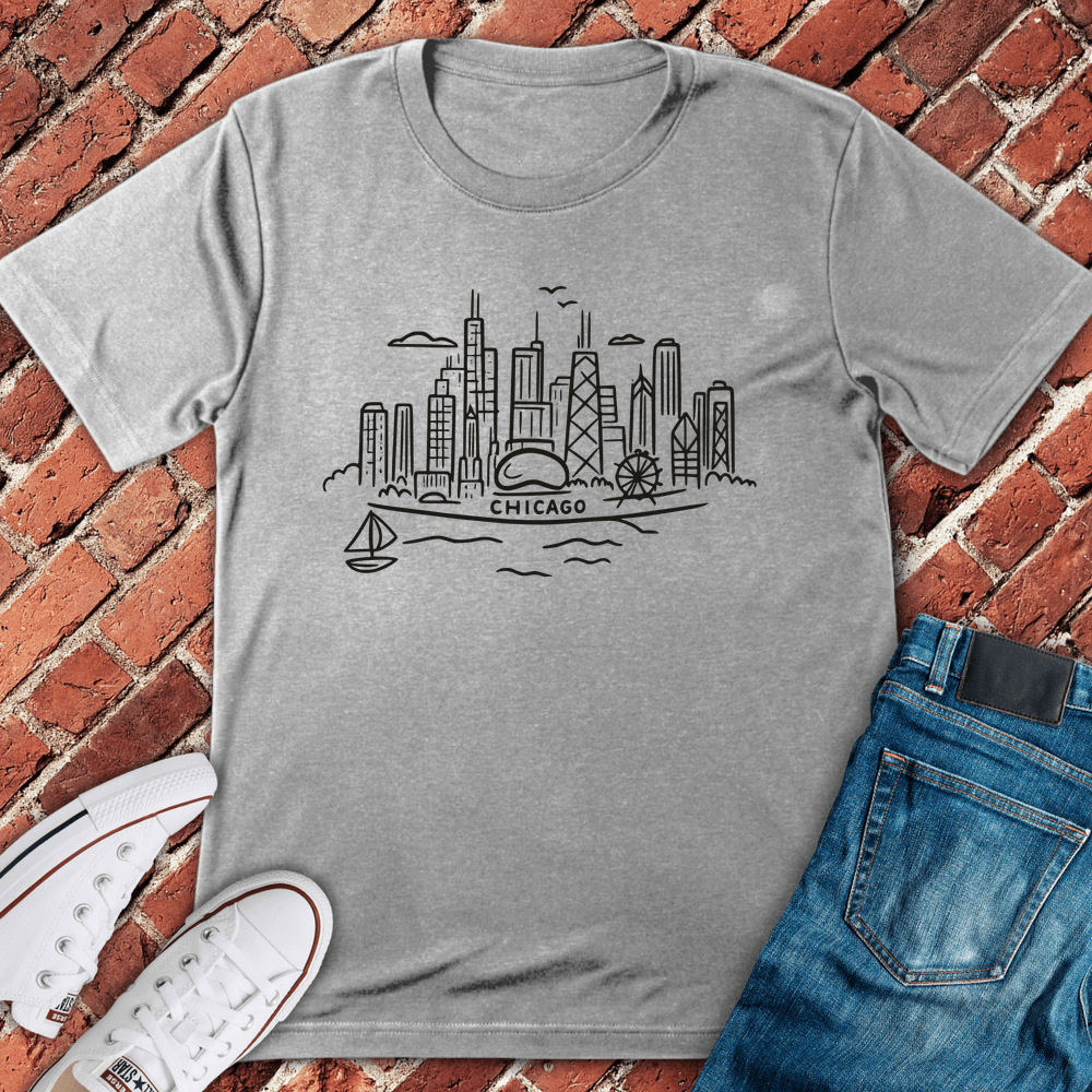 Chicago Coastline T-Shirt - Sport Grey