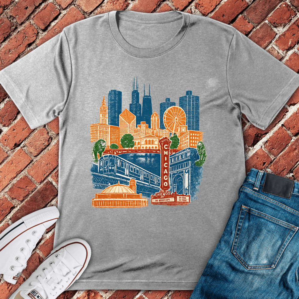 Chicago Collage T-Shirt - Sport Grey