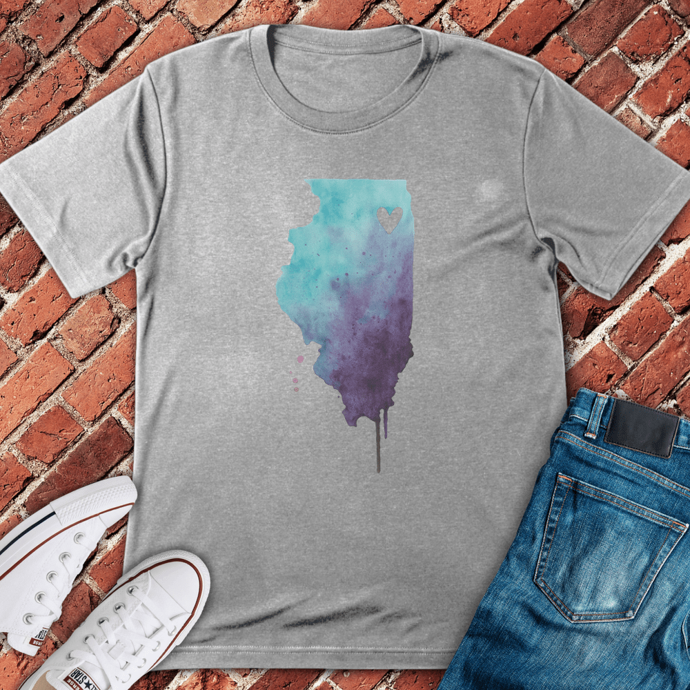 Watercolor Illinois T-Shirt - Sport Grey