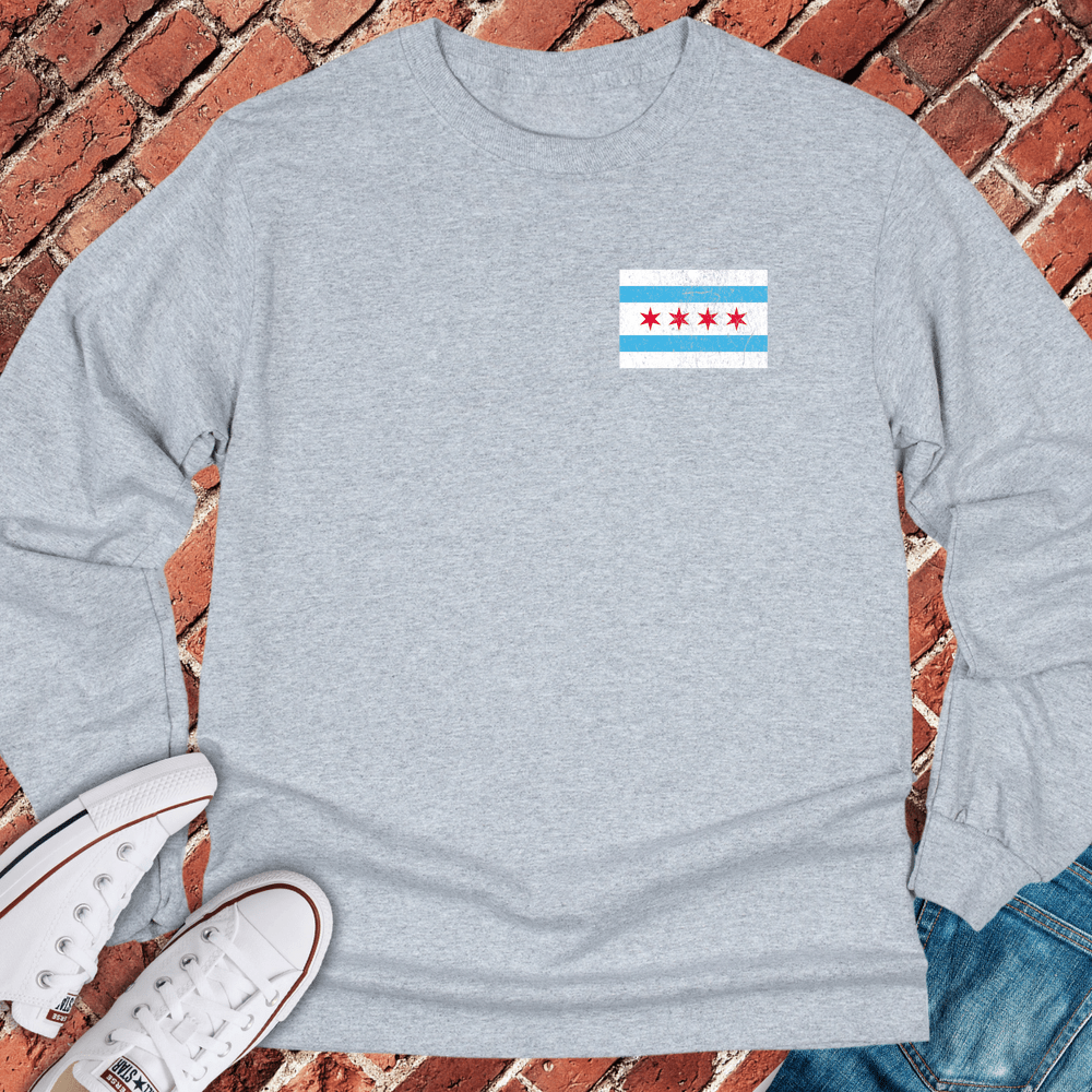 Chicago Flag Logo Long Sleeve - Sport Grey