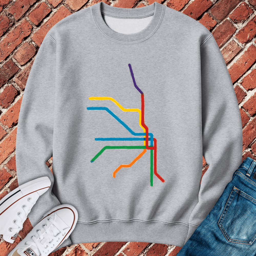 Abstract Train Lines Crewneck - Sport Grey