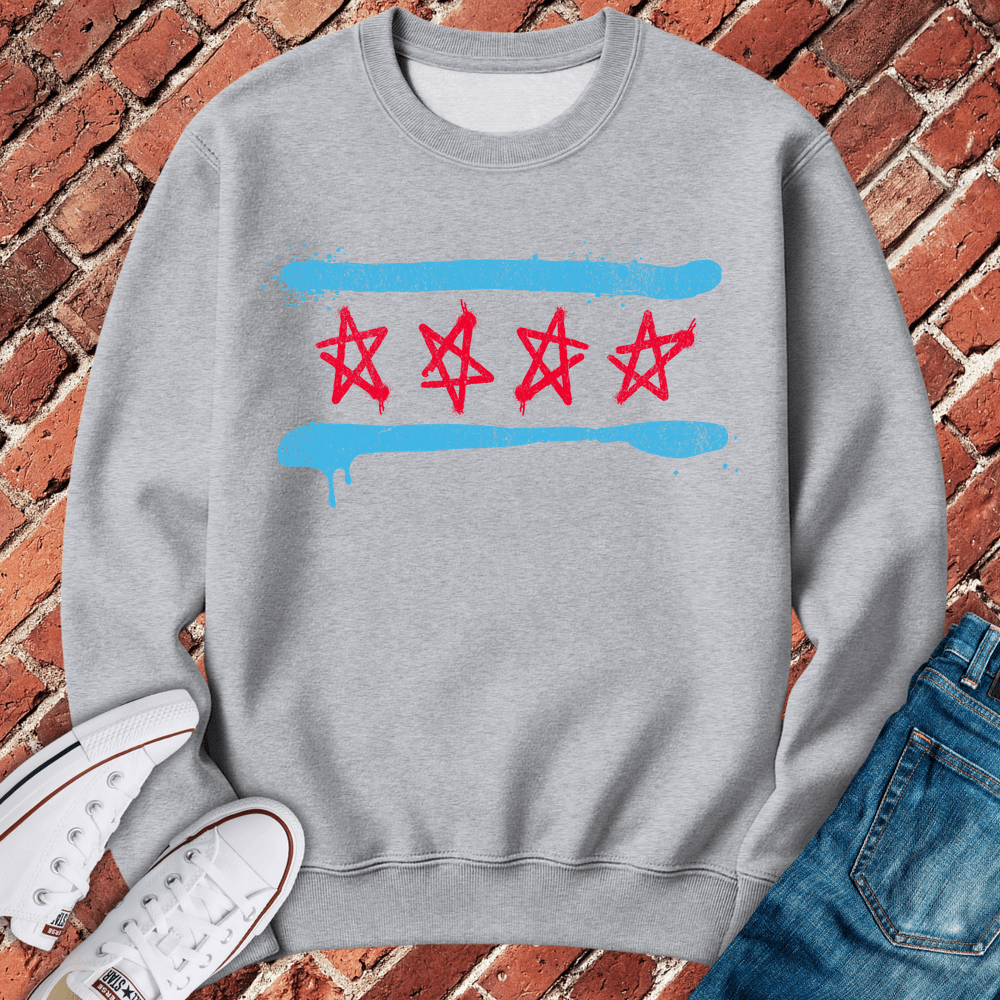 Spray Paint Flag Crewneck - Sport Grey