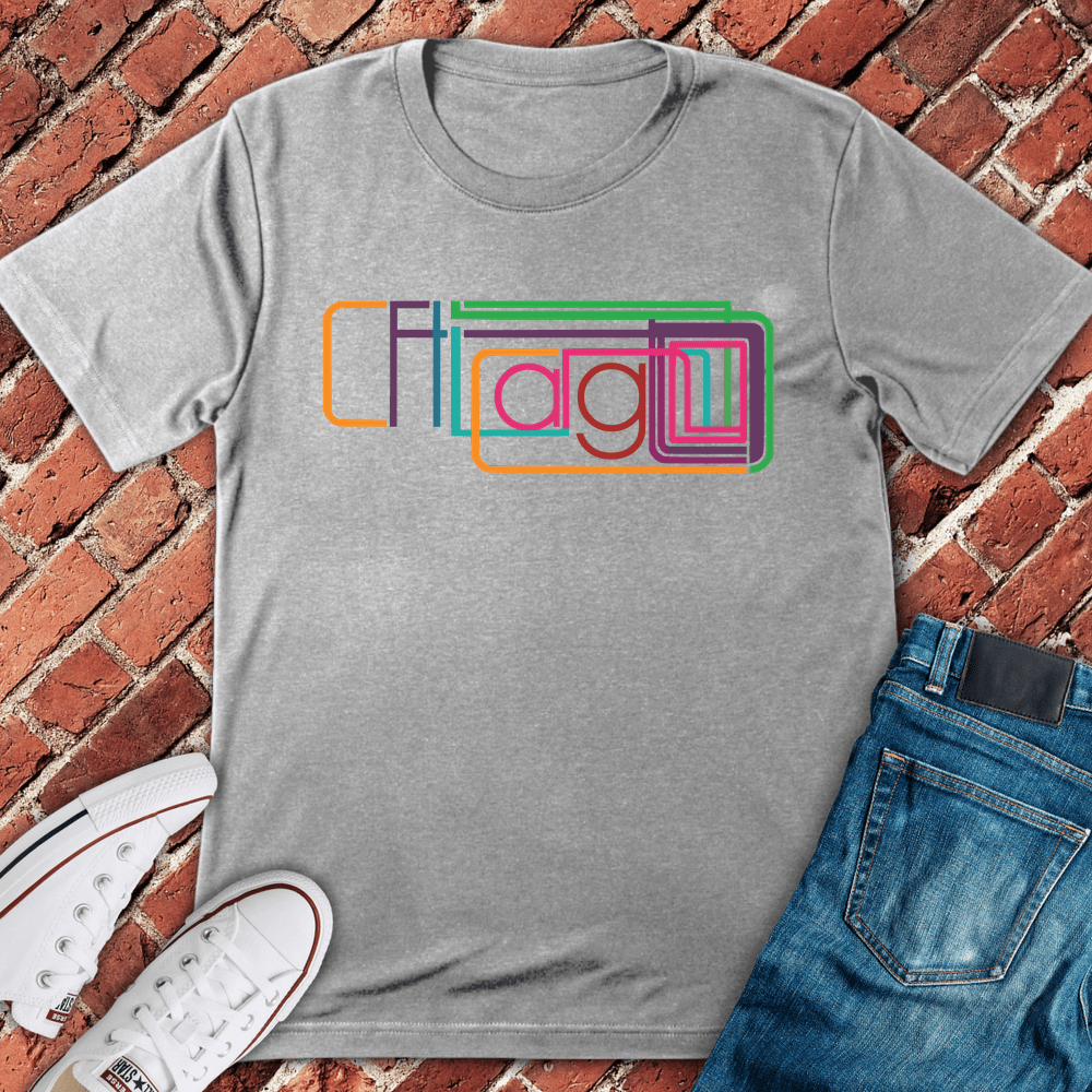 Chicago Train Font T-Shirt - Sport Grey