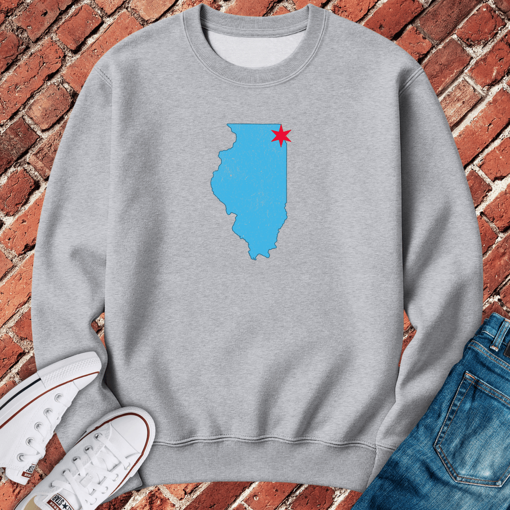 Illinois Star Map Crewneck - Sport Grey