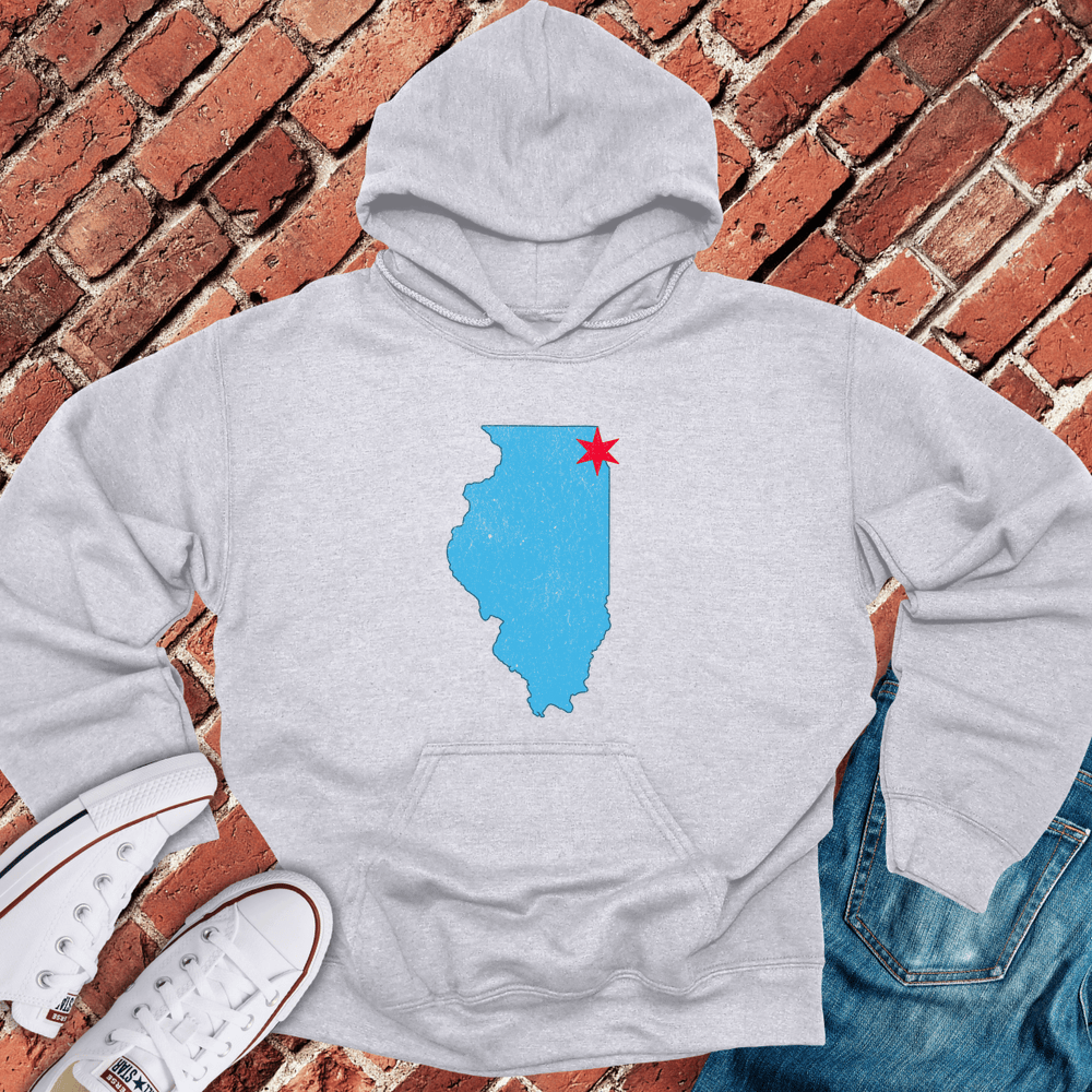 Illinois Star Map Hoodie - Sport Grey