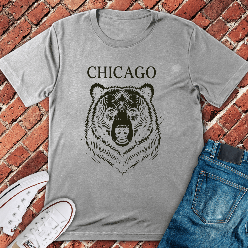 Linocut Bear T-Shirt - Sport Grey