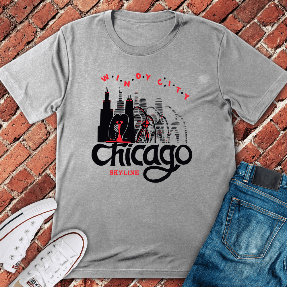 Windy City Skyline T-Shirt - Sport Grey