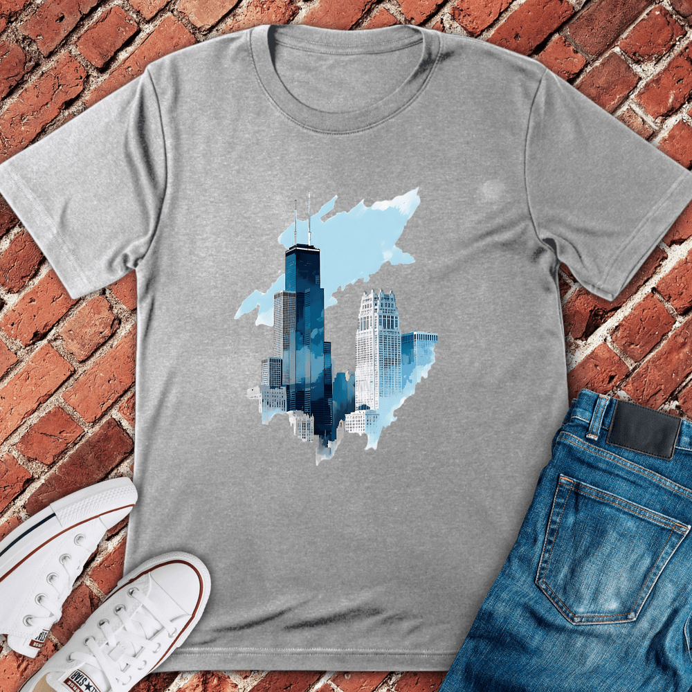 Skyline Watercolor T-Shirt - Sport Grey