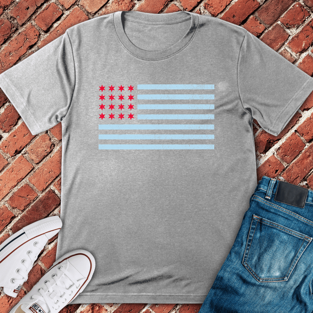 American Chicago Flag T-Shirt - Sport Grey