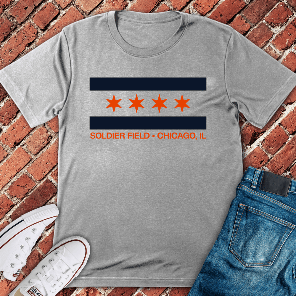 Soldier Field Flag T-Shirt - Sport Grey