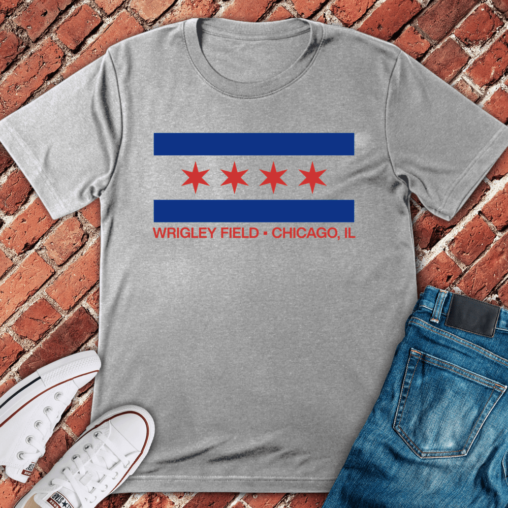 Wrigley Field Flag T-Shirt - Sport Grey