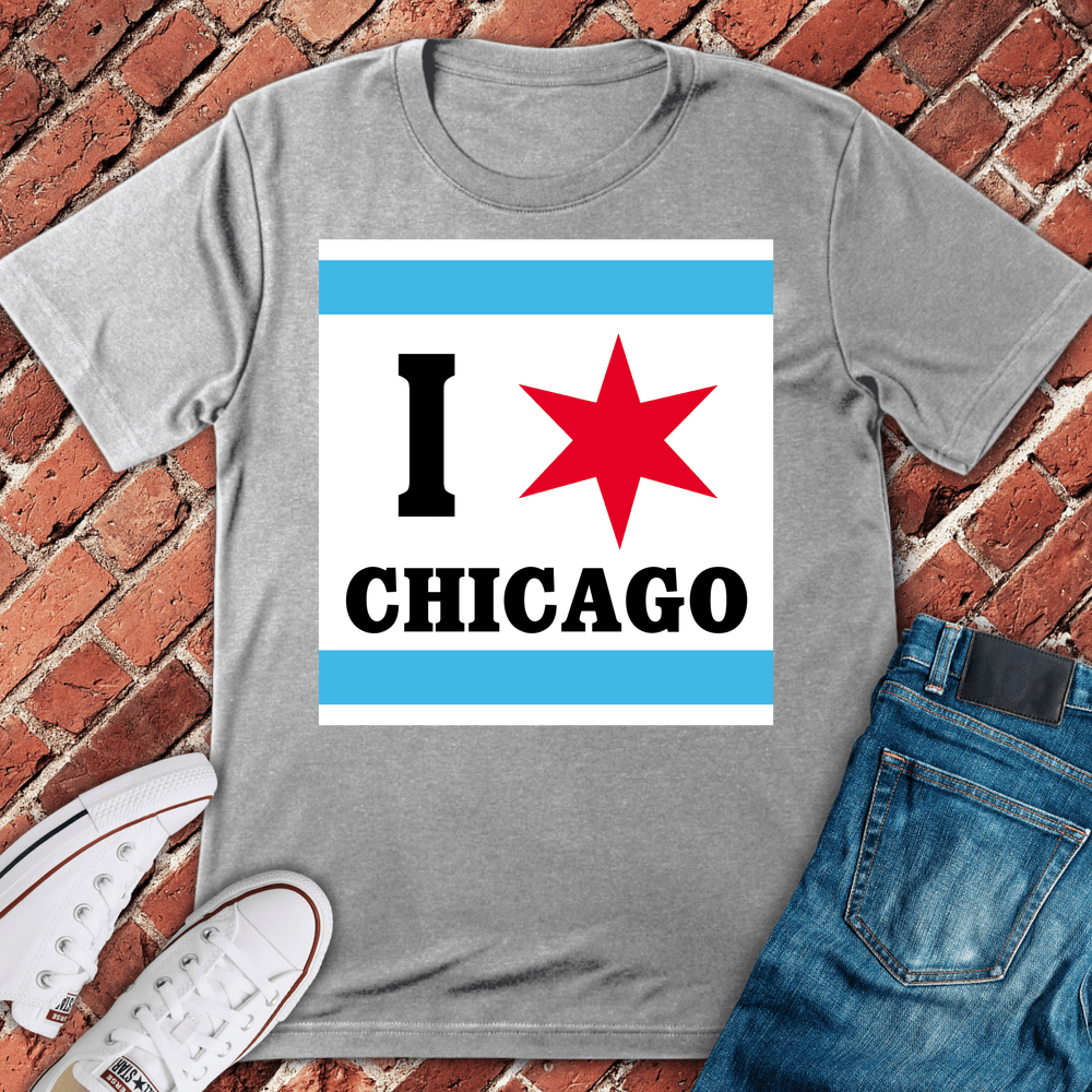 Chicago Flag Love T-Shirt - Sport Grey