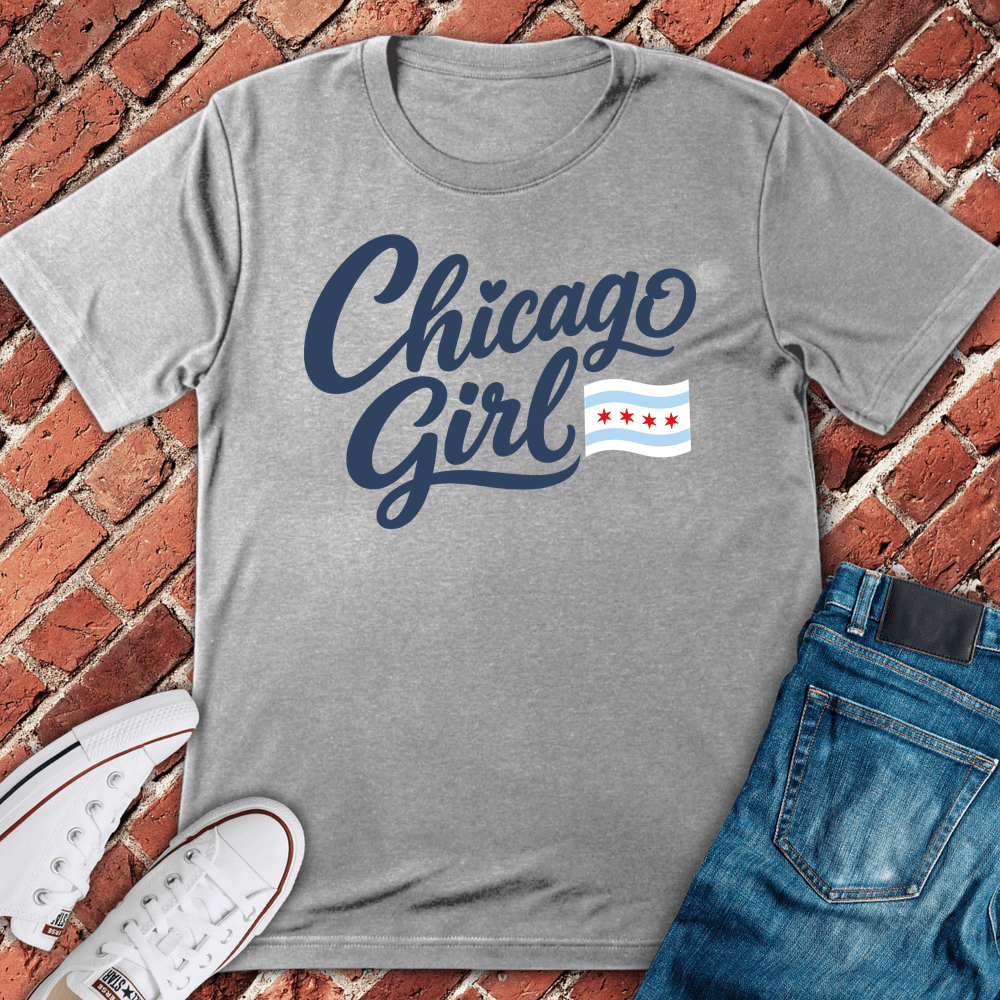 Chicago Girl Script T-Shirt - Sport Grey