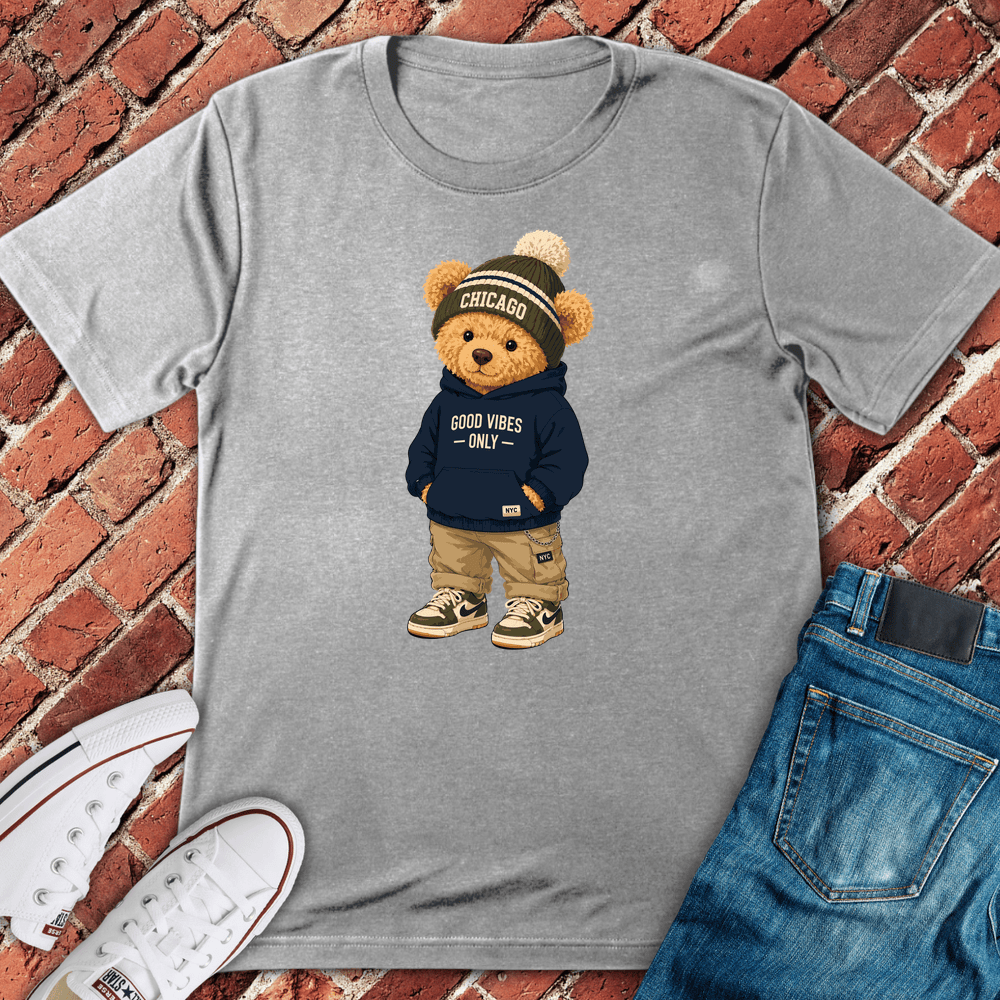 Good Vibes Bear T-Shirt - Sport Grey