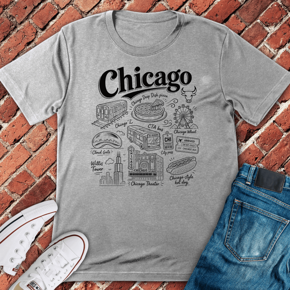 Chicago Doodles T-Shirt - Sport Grey