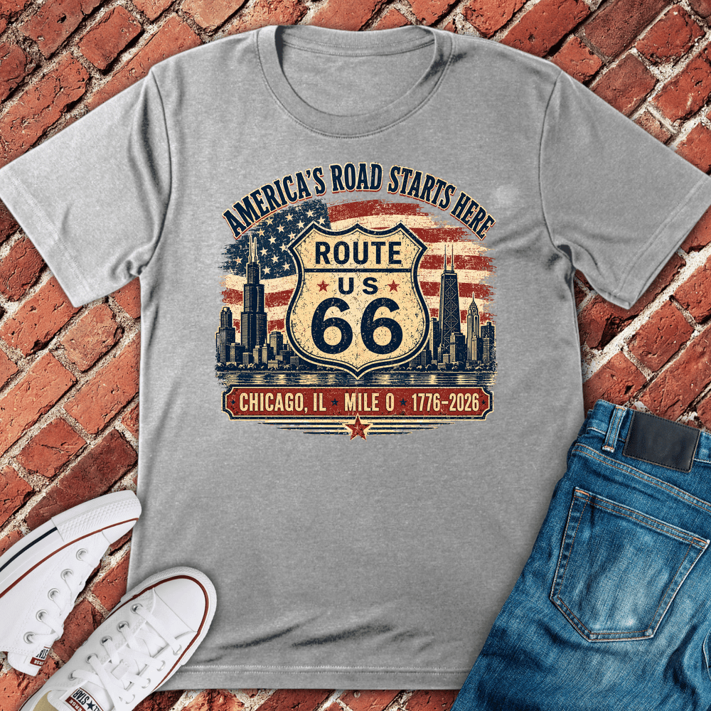 Route 66 Mile 0 T-Shirt - Sport Grey