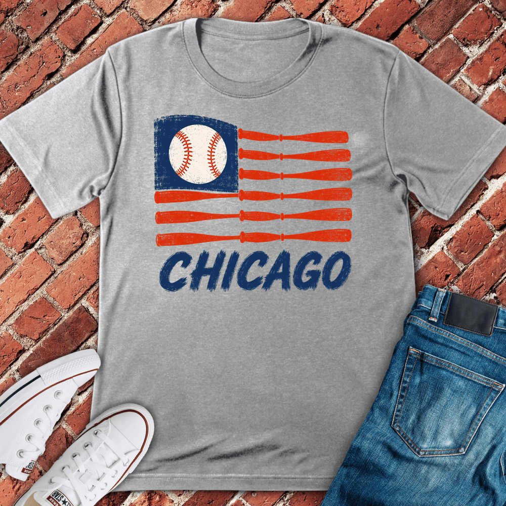 Chicago Bat Flag T-Shirt - Sport Grey
