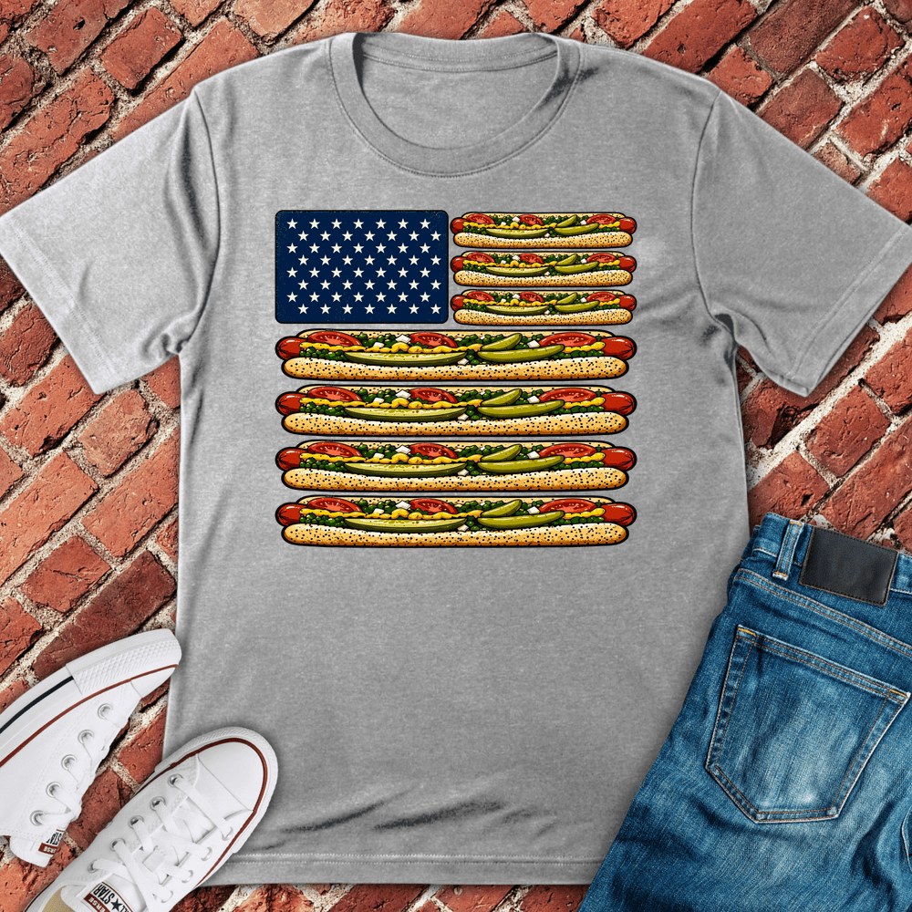 Chicago Dog Flag T-Shirt - Sport Grey