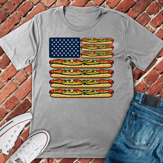 Chicago Dog Flag T-Shirt - Sport Grey