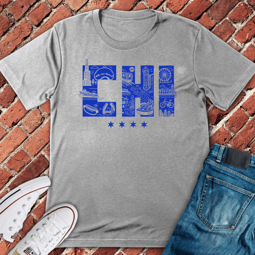 Chi City Collage T-Shirt - Sport Grey
