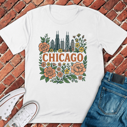 Floral Skyline T-Shirt - White