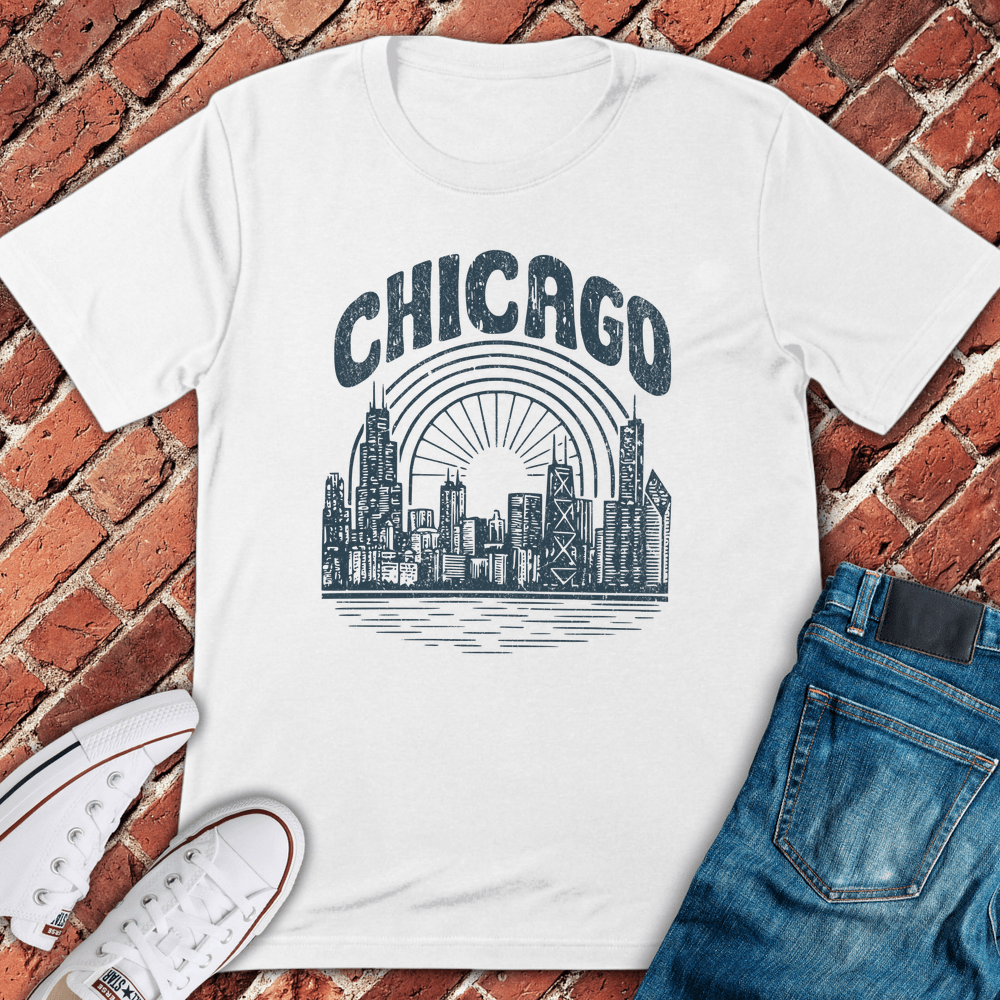 Vintage Sundown Skyline T-Shirt - White