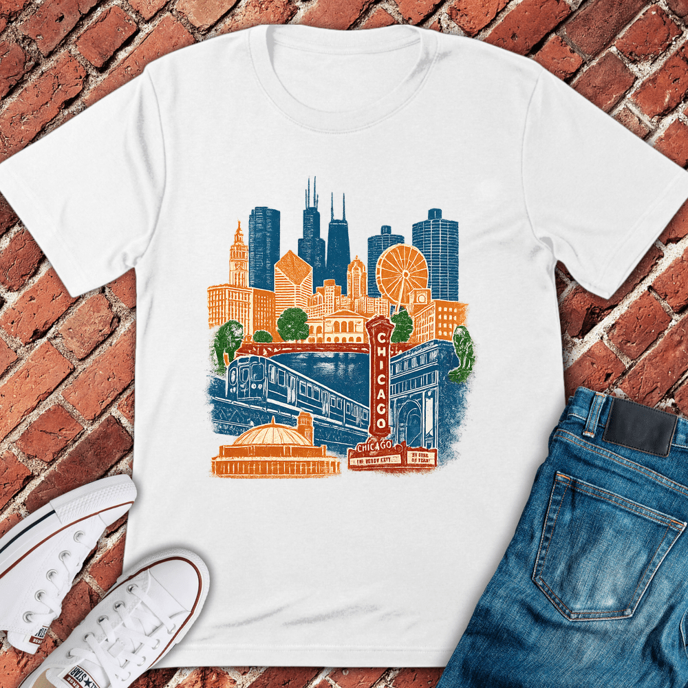 Chicago Collage T-Shirt - White