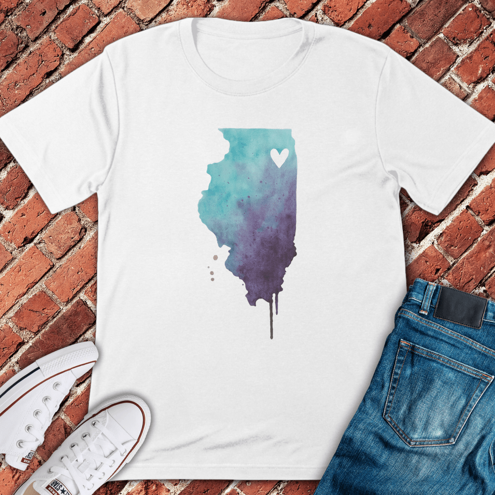 Watercolor Illinois T-Shirt - White