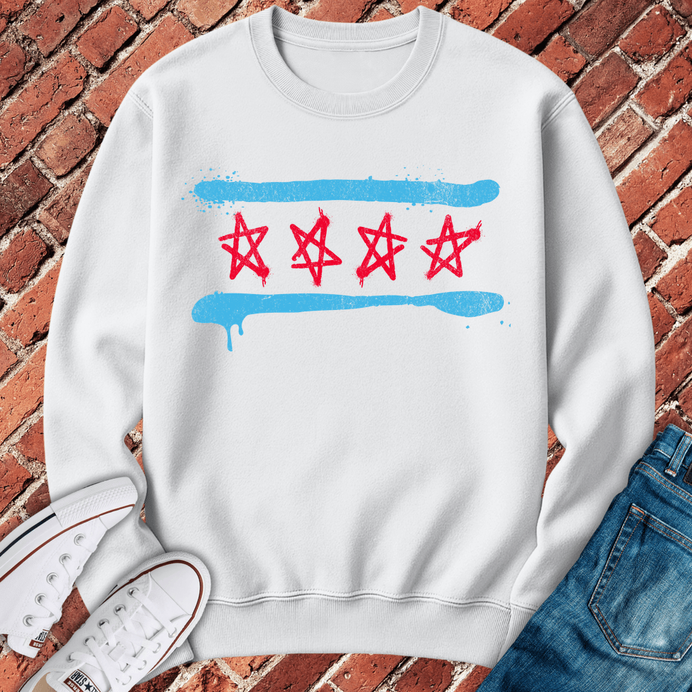 Spray Paint Flag Crewneck - White