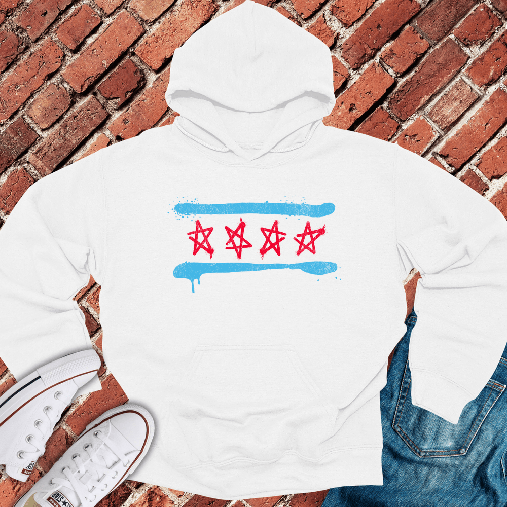 Spray Paint Flag Hoodie - White