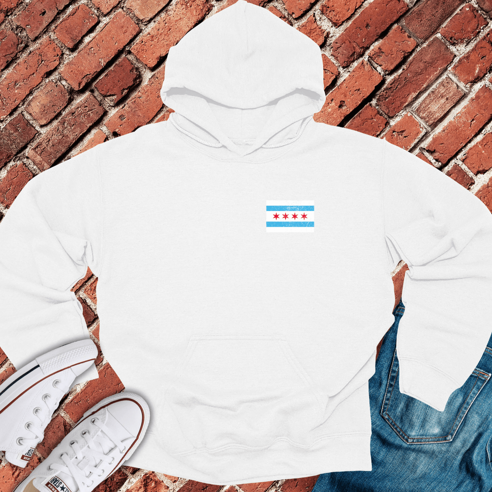 Chicago Flag Logo Hoodie - White