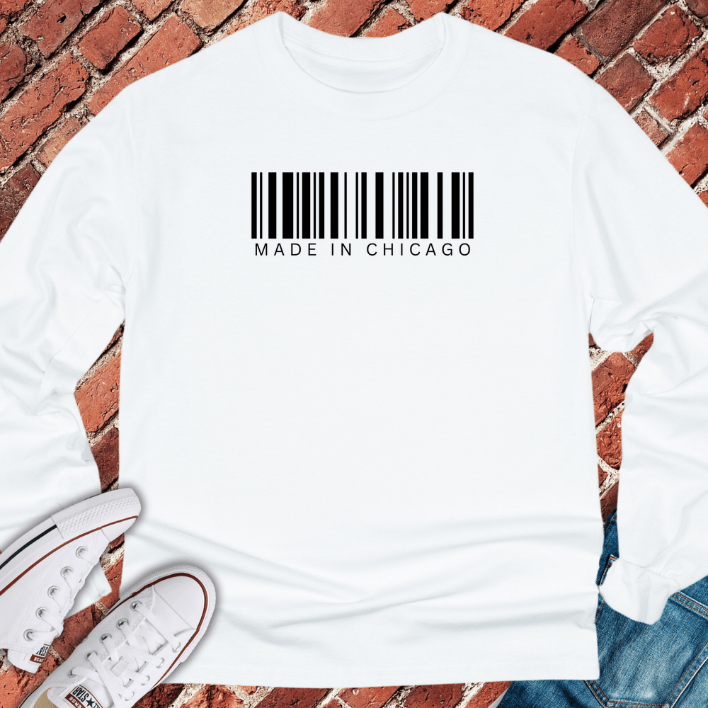Chicago Barcode Long Sleeve - White