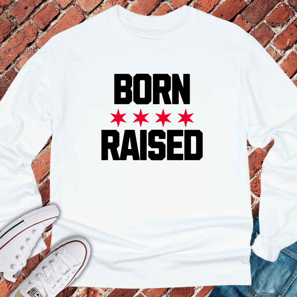 Chicago Born Raised Long Sleeve - White