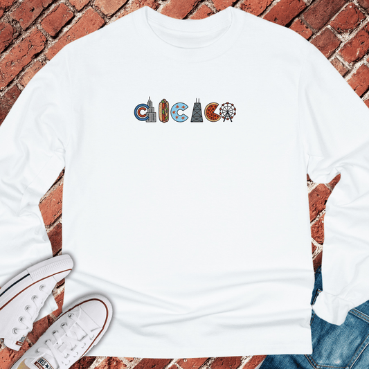 Chicago Icons Long Sleeve - White