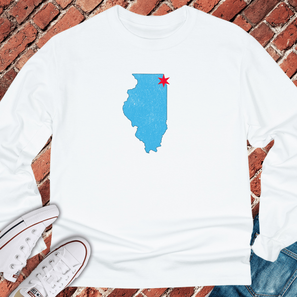 Illinois Star Map Long Sleeve - White