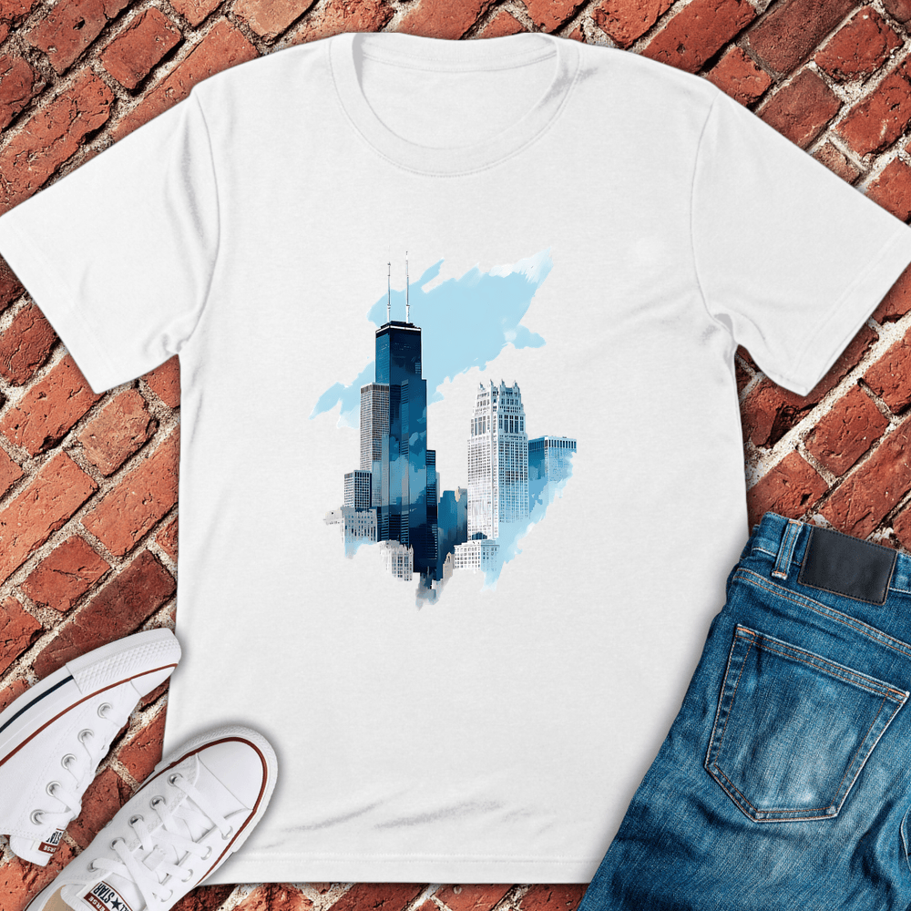 Skyline Watercolor T-Shirt - White