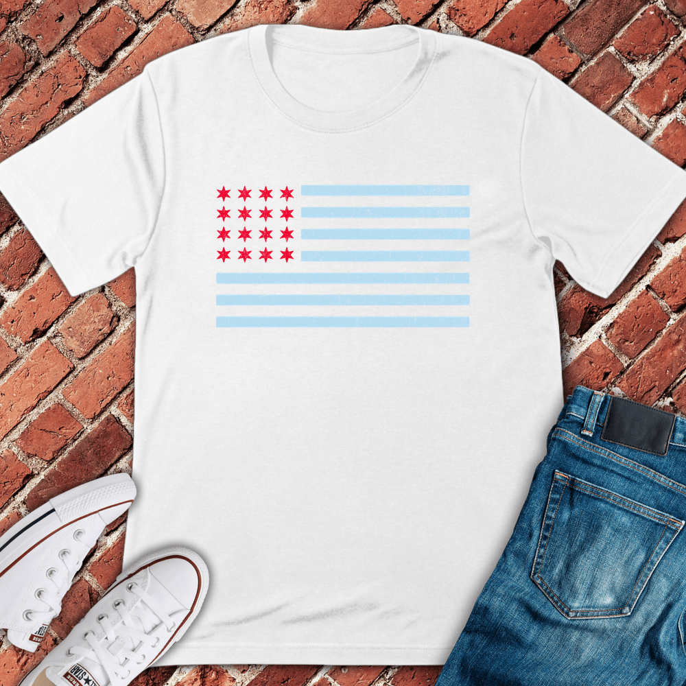 American Chicago Flag T-Shirt - White